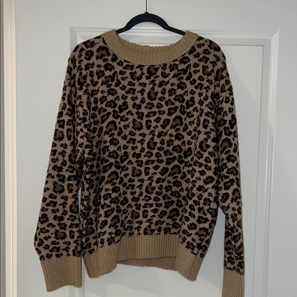 American Eagle Leopard Print Sweater - Brown